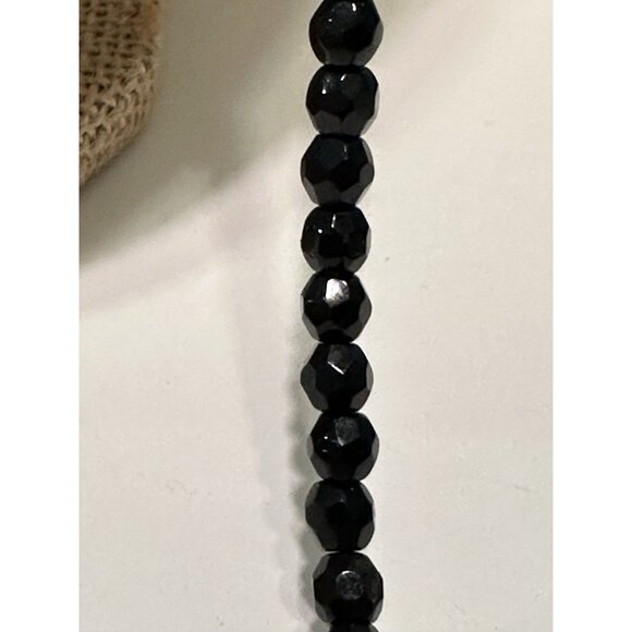 Vintage Vendome Black Faceted Glass Bead Necklace Signed Statement Slipover? - Picture 4 of 6